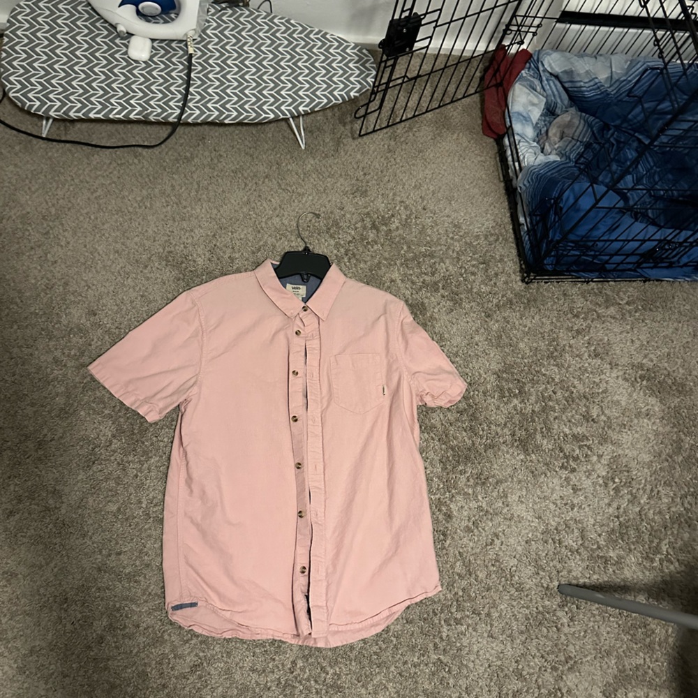 Plain short sleeve button up